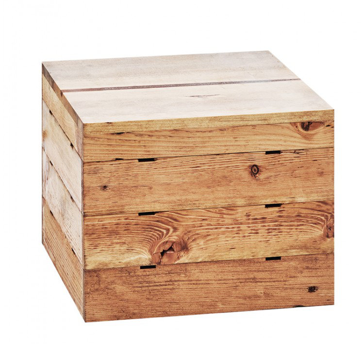 Montant de caisse Mid-Century carré - 9 po x 9 po x 10 po, Madère