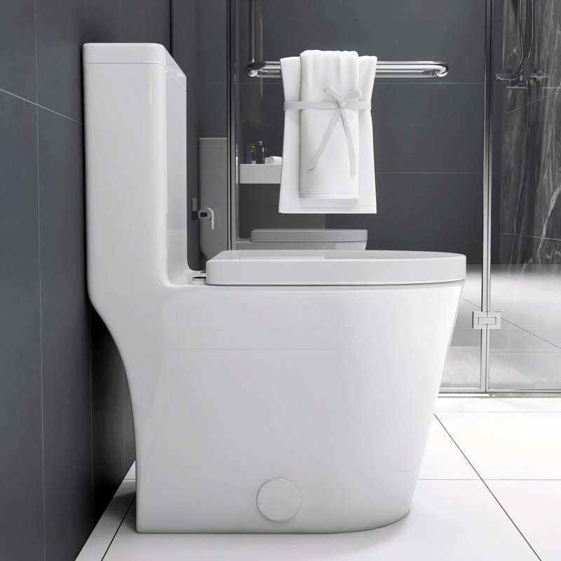 Toilette compacte en porcelaine blanche - 23 po de profondeur courte pour les petites salles de bain, double chasse, entretien facile, porcelaine silencieuse, 23 po de profondeur, chasse silencieuse, installation