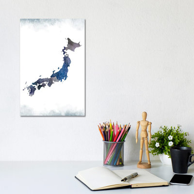 Japan Bluish Map - Wrapped Canvas Painting