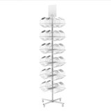 Bucket Rotating Display Rack, White Metal Retail Rack INCLUDING 24 Plastic Clear Bin
