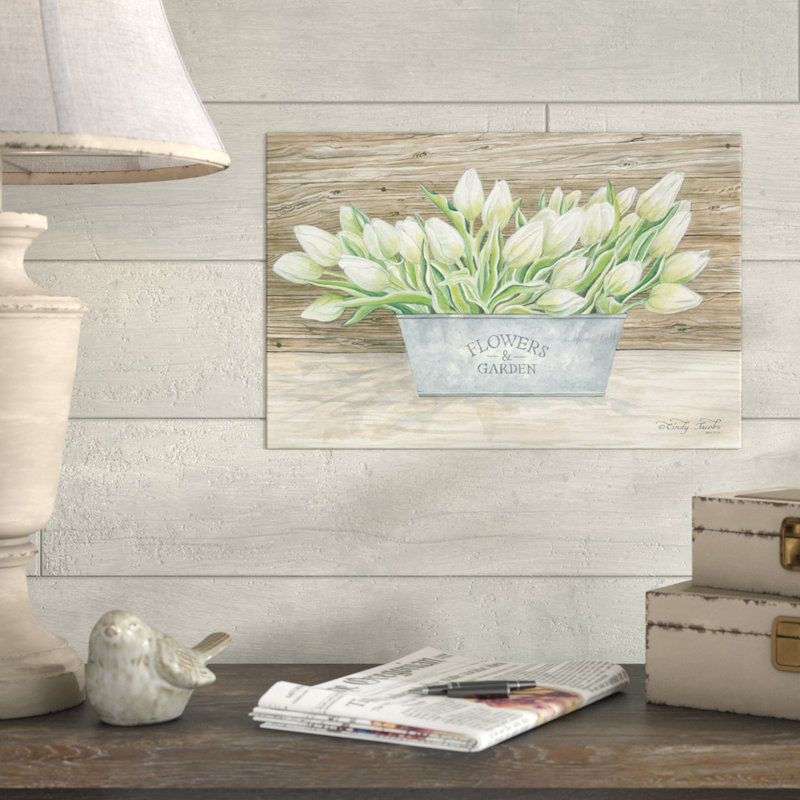Fleurs et tulipes de jardin - impression, H 8 po x l 12 po x P 2 po, Toile tendue