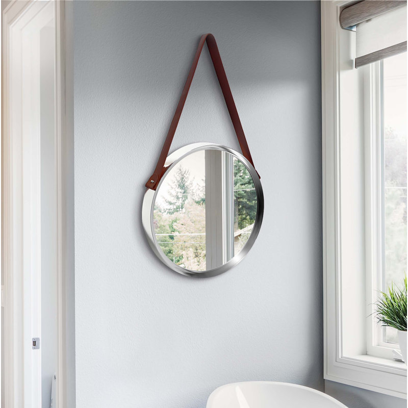 Modern/Contemporary Round Plastic Wall Mirror 18 Inches - Silver, Chrome
