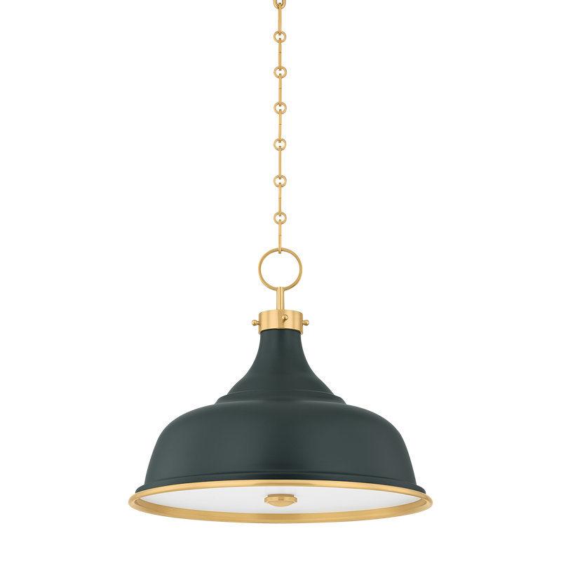 Painted No. 1 Pendant in Polished Nickel and Soft French Blue by Mark D. Sikes, Brass, Soft Studio Green