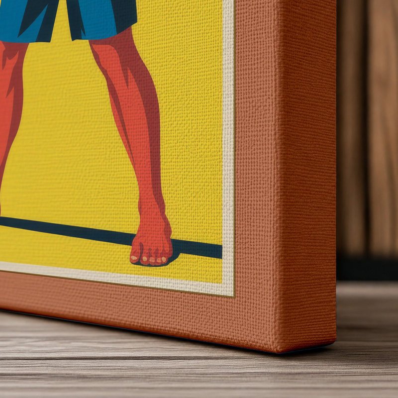 Sparring Athletes Art Deco - Wrapped Canvas, 18x12 - 45.7 x 30.5 cm, Terracotta Border