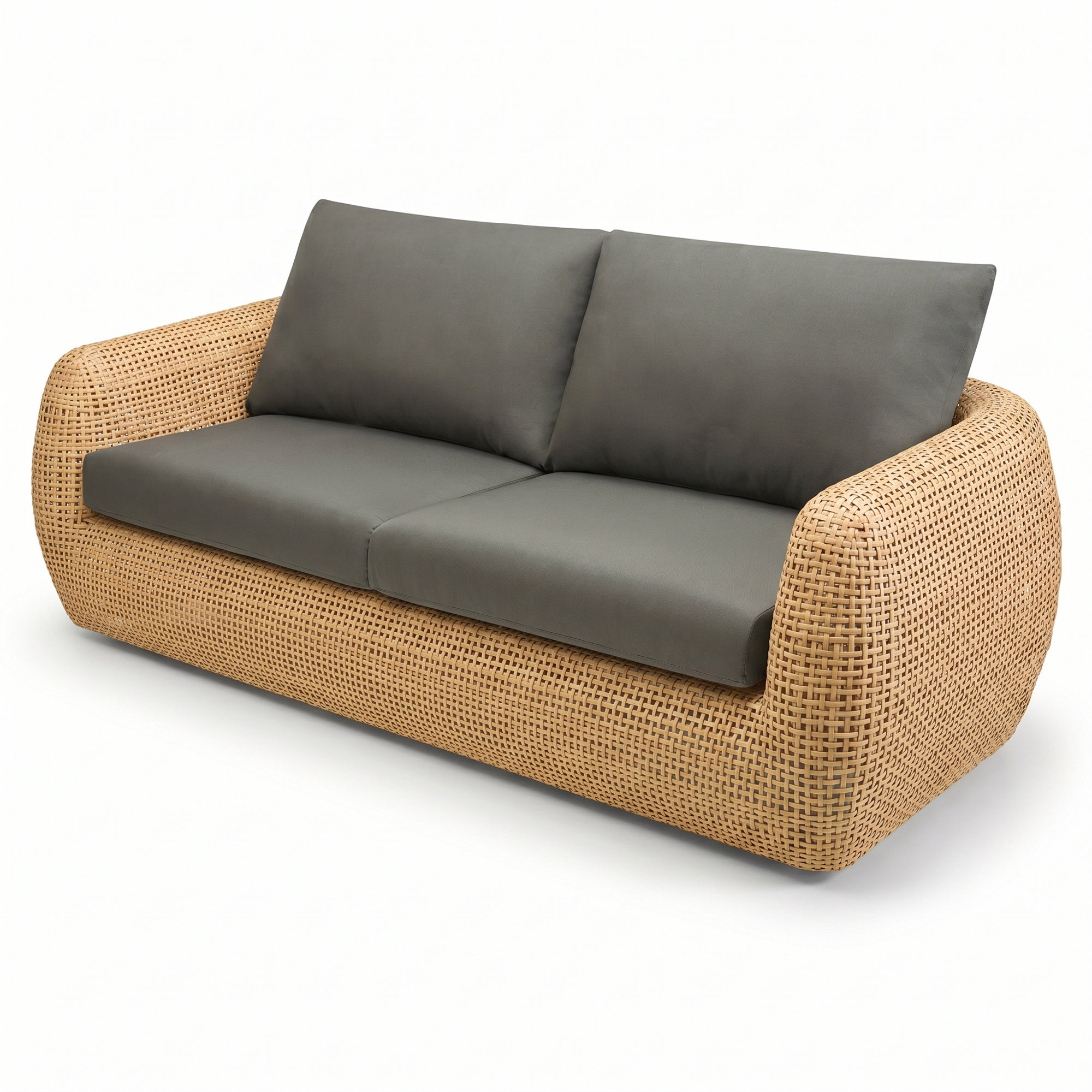 Sydney 81" Outdoor Wicker Patio Sofa with Sunbrella Cushions, Canvas Charcoal
