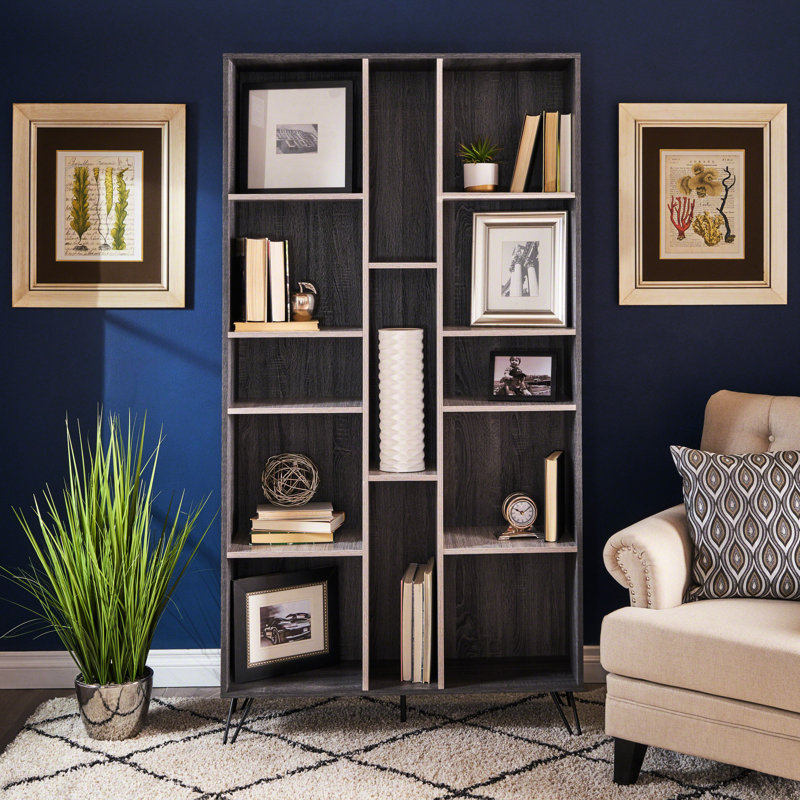 Cabinet gris avec panneau de particules et pieds en fer, livré avec 1 bibliothèque, P 12 po x H 77 po, l 40,53 po pieds
