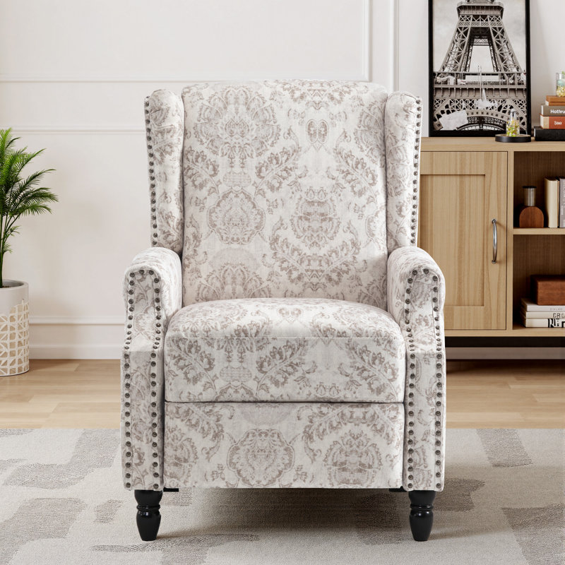 29.13cm Wide Standard Recliner, Beige Abstract