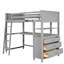 Lit mezzanine simple gris avec tablettes fonctionnelles et bureau, tablettes en bois massif: choix de mobilier pratique-2115482921