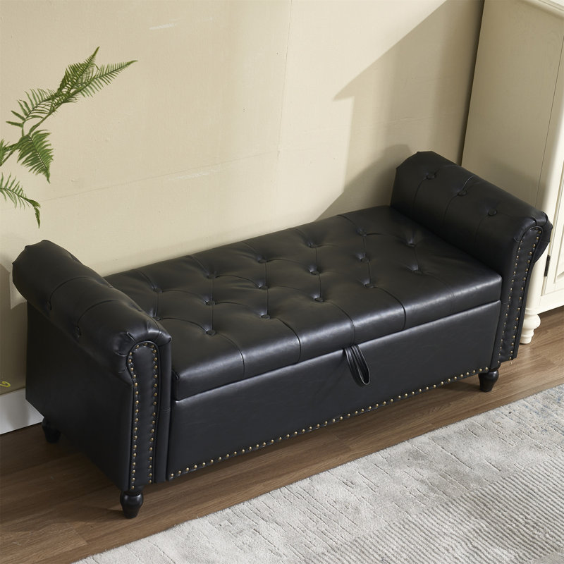 Repose-pieds avec rangement Coolmore 55,25 pouces, Noir