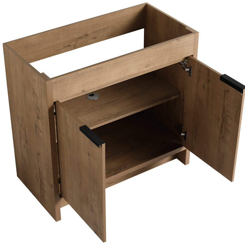 Meuble-lavabo de salle de bain 36 po avec poignées en métal et portes à fermeture en douceur - chêne imitation Bvb02436imo - couleur armoire