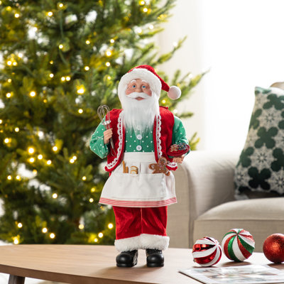 18"H Faux Fur Christmas Chef Santa Figurine