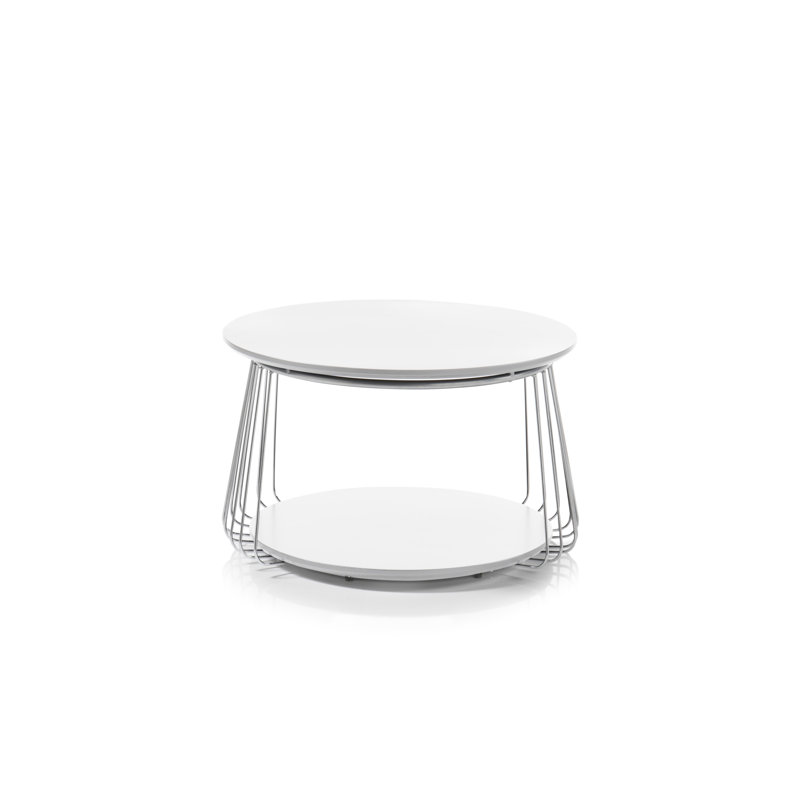 Aguilar Floor Shelf Coffee Table with Storage, White