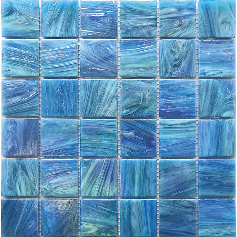 Carreau de mosaïque de mur en verre bleu brillant Yale 12 po x 12 po Celestial (paquet de 10 pieds carrés / caisse) (paquet de 10)