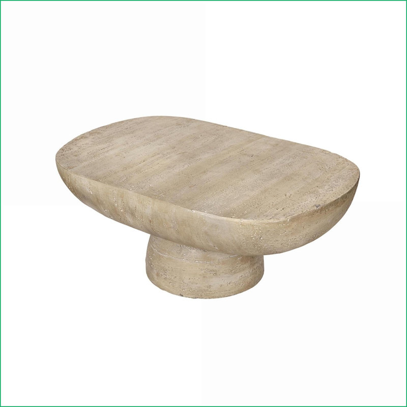 Table basse ovale crème moderne pour le salon, surface décorative polyvalente, surface spacieuse