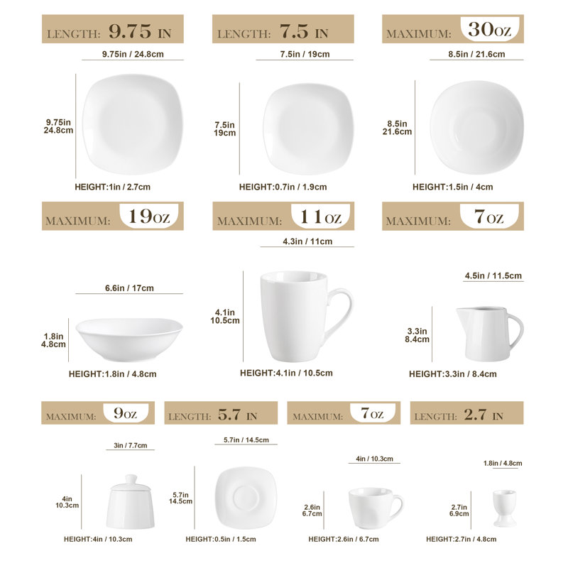 Jayda 50 Piece Porcelain China Dinnerware Set - Service for 6