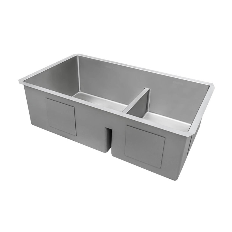 Ruvati 28-inch Low-Divide Undermount 60/40 Bowl Rounded Corners Stainless Steel Kitchen Sink