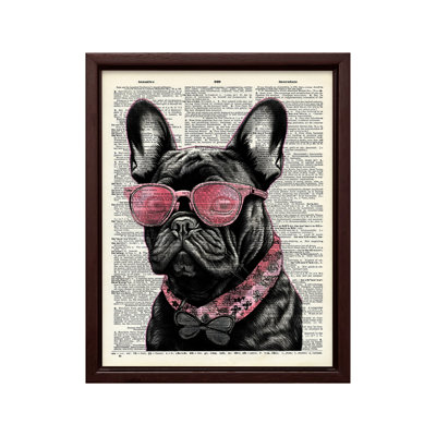 Bouledogue français avec lunettes de soleil roses n ° 2