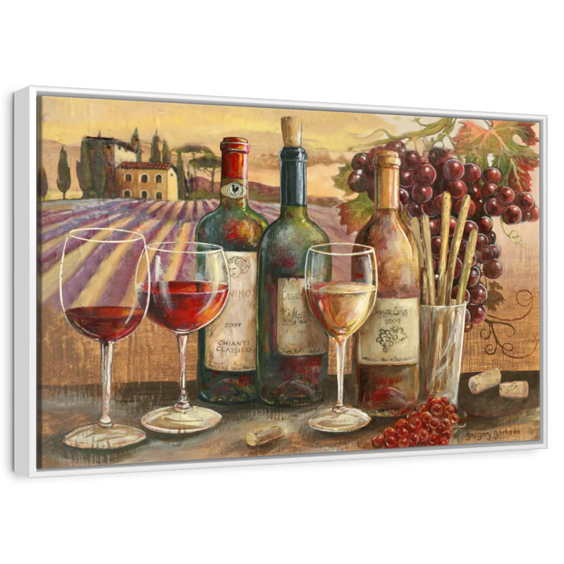 Vignes, Cadre flottant blanc, 13 po x 9 po