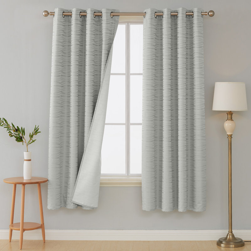 Bakstran Blackout Curtain Pair, Light Gray, 52" W x 84" L