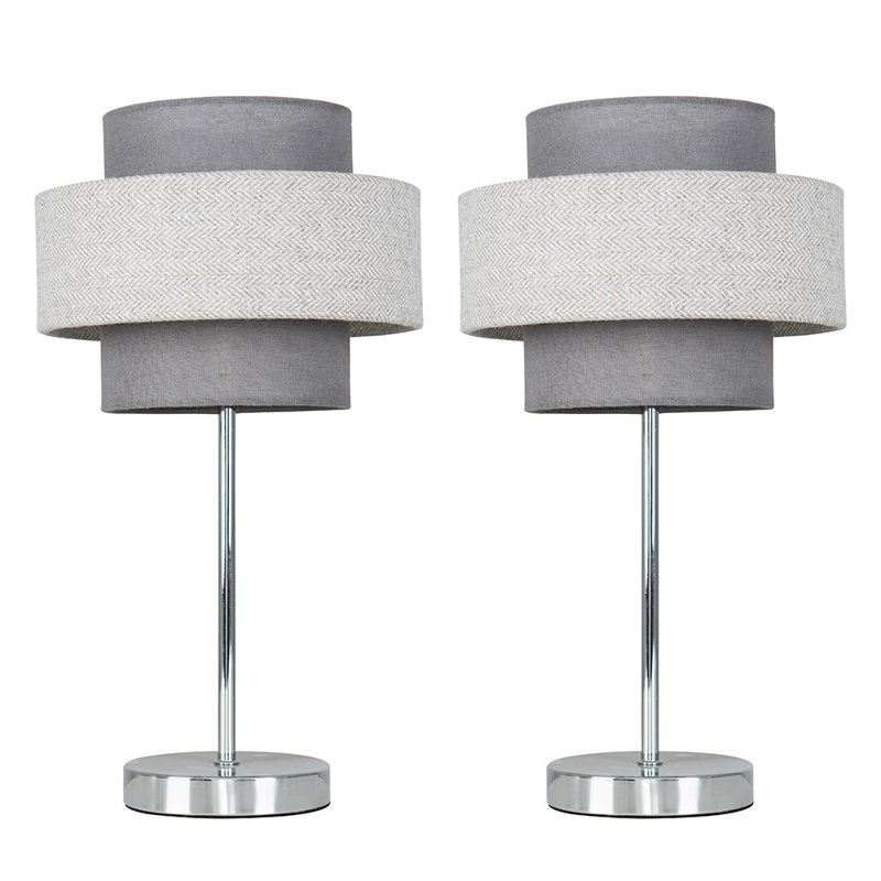 Bogaerts Metal Novelty Lamp, Dark Grey/Herringbone, Not Included