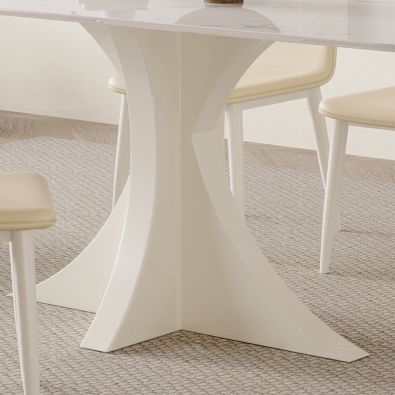 Ensemble de table de salle à manger en acier au carbone blanc fritté, H 29,53 po x L 59,06 po x l 31,5 po