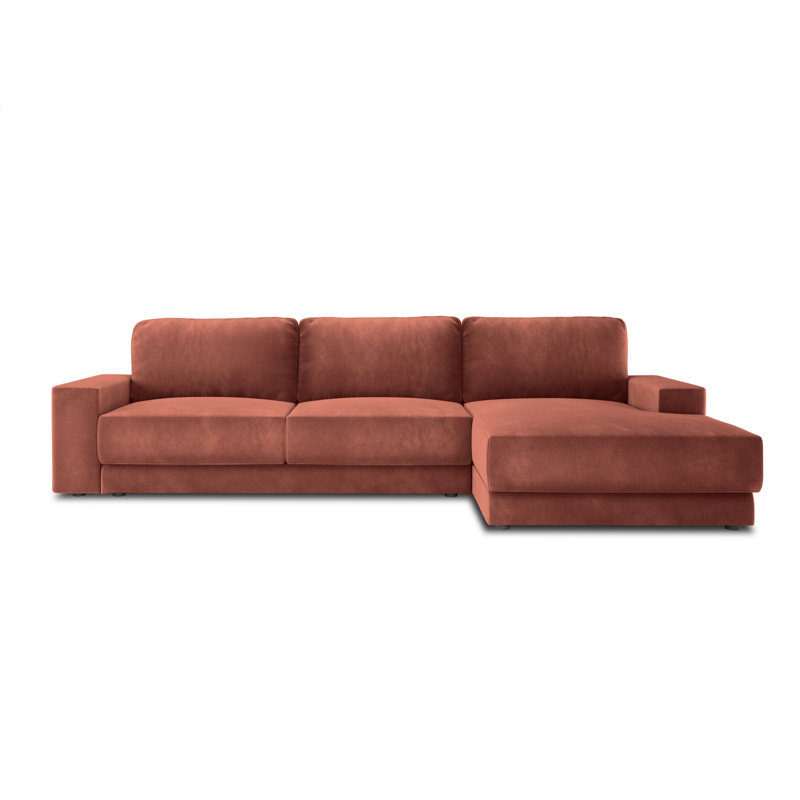 Donatella 6 Seater Sofa Bed, Pink Velvet, Right Hand Facing