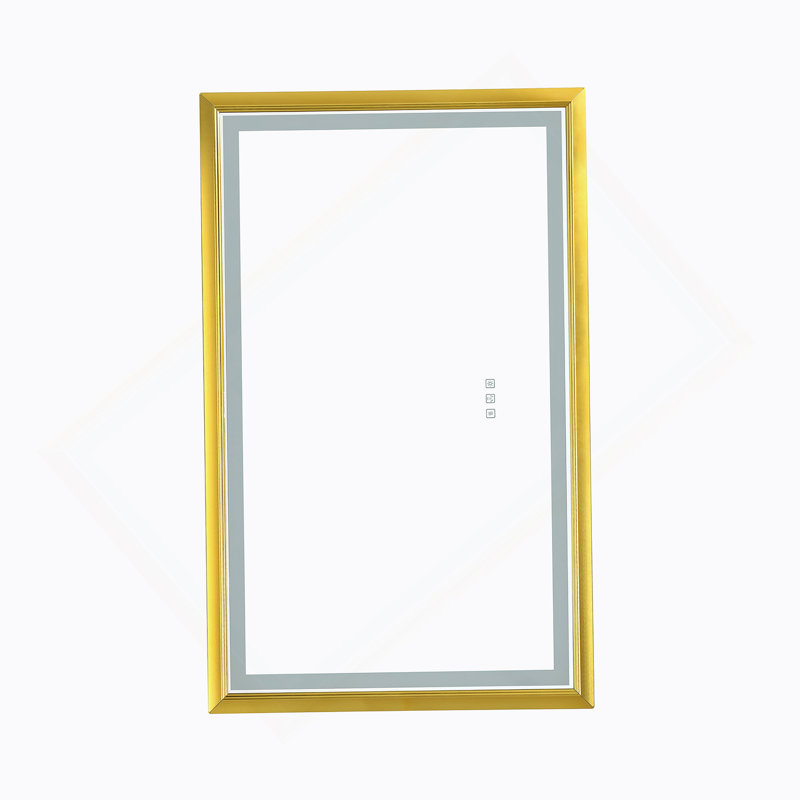 48*30 Framed Bathroom Mirror Square Wall-Mounted Material, Gold