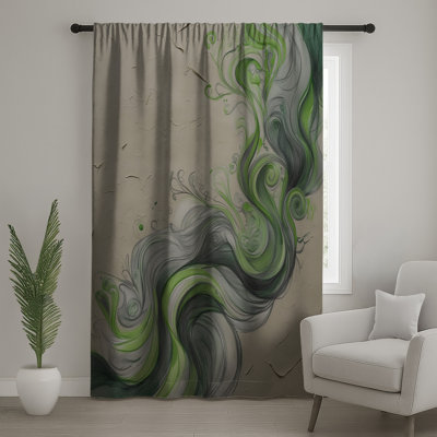 Rideaux tourbillonnants vert-gris Swirling