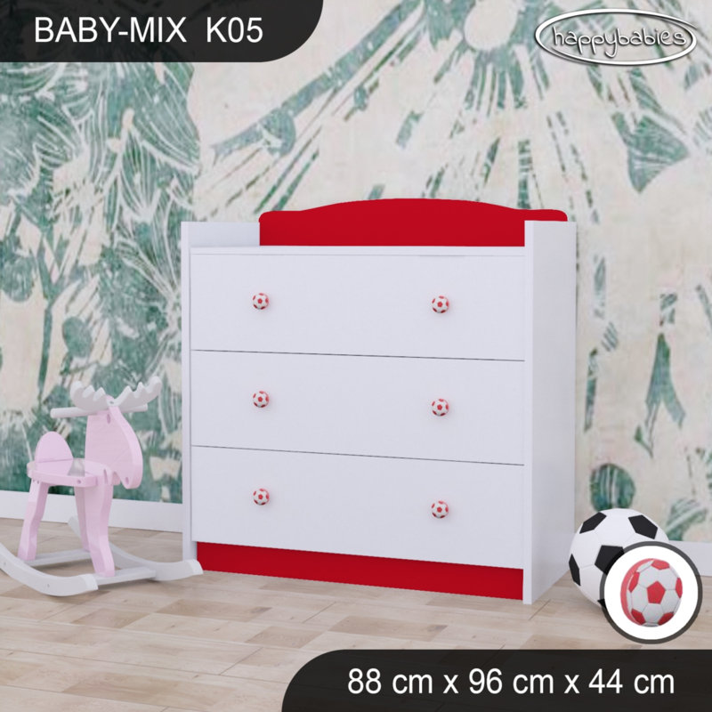 Baby Mix Kids 3 - Drawer Dresser, Red