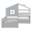 Lit simple avec canapé, lit plateforme pour enfants avec deux tiroirs et tablette de rangement, gris