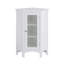 Meuble de coin Allare, 2 étagères réglables, porte vitrée, meuble de rangement autoportant blanc de 81 cm (32 po) pour salle de bain et salon.