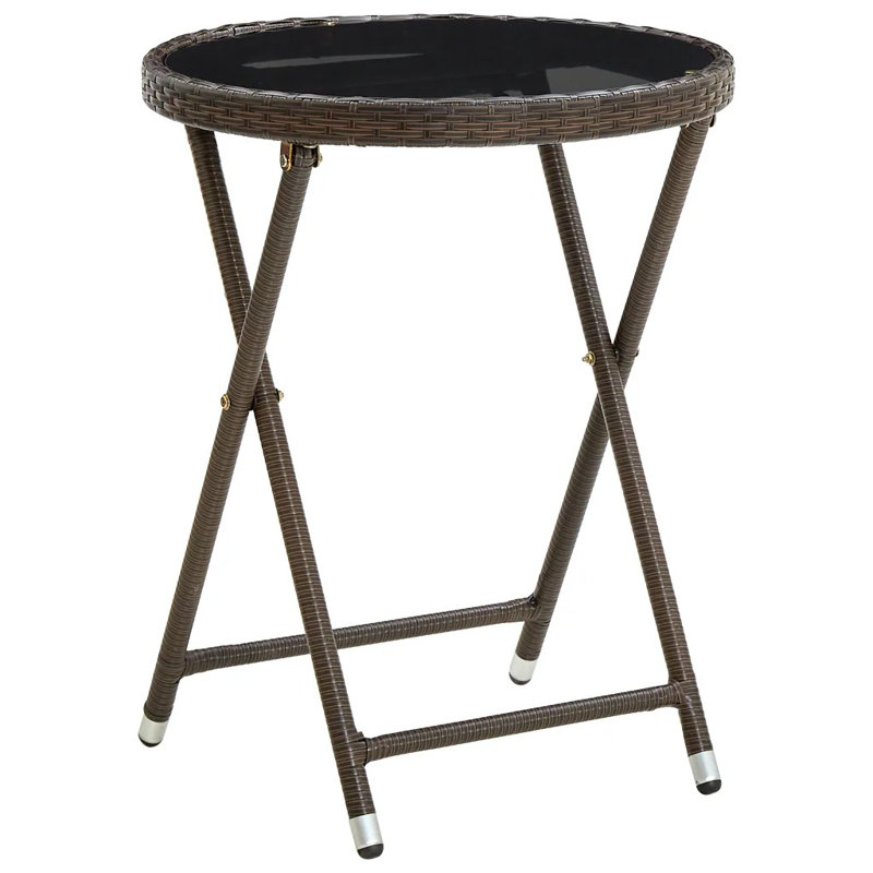 Faizal Round Glass Outdoor Coffee Table - 60 cm W 60 cm D, Brown