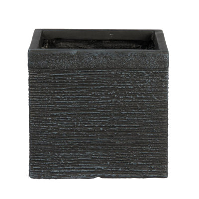 HORTICO Ribbed Light Concrete Square Planter