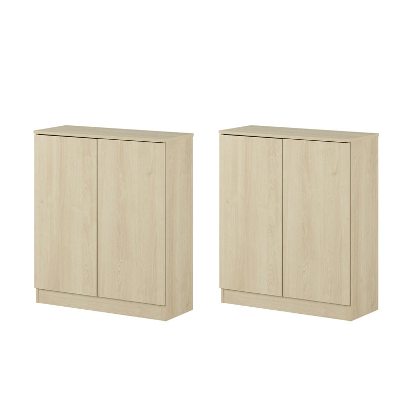 Arum Set Of 2 Sideboards With 2 Doors, Bleached Oak