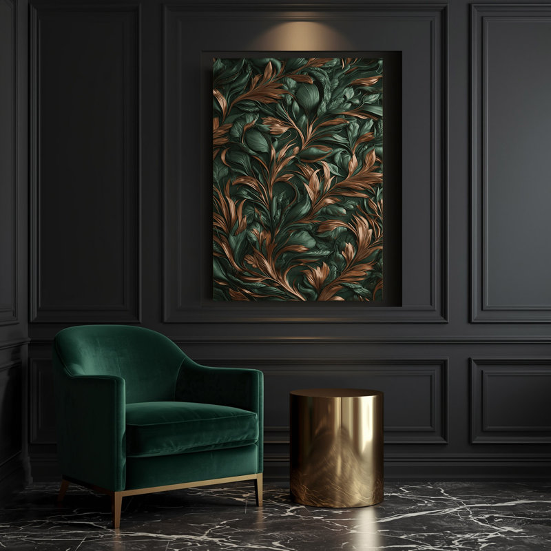"Abstract Florals 6", art mural sur toile verte, H 10 po x l 8 po