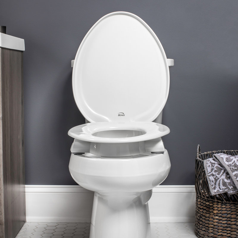 Assurance 3" Raised Toilet Seat for Seniors, Clean Shield Guard, Secure Hinges, Elongated, White