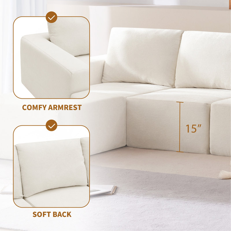 Luxurious Modular Sectional Sofa For Versatile Living Spaces, Enhancing Comfort And Style, Beige Chenille