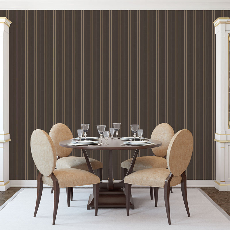 Palazzo 2 Silk Stripe Wallpaper Roll, Black/Bronze