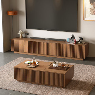 Ensemble de table basse et meuble télé de salon avec table basse relevable et rangement