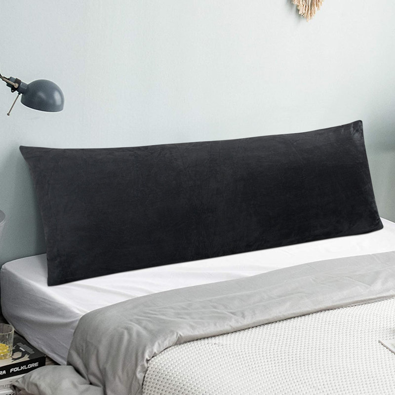 Velvet Zipper Body Pillowcase, Charcoal Grey