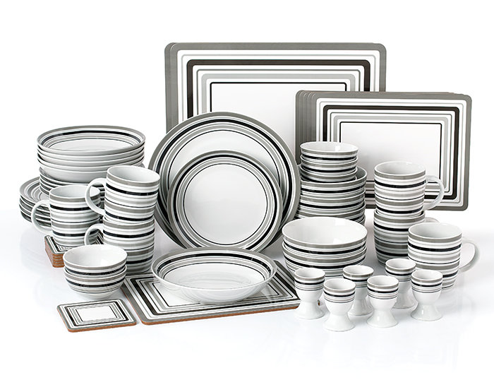 Waterside 56pc Grey Brompton Combo Dinner Set