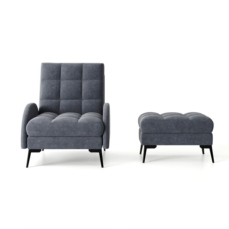 Affric 60cm Wide Velvet Wing Chair Recliner, Dark Grey
