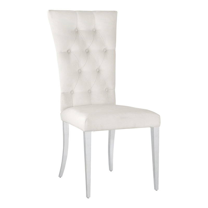 Chaise d'appoint en velours capitonné Hastie, Blanc