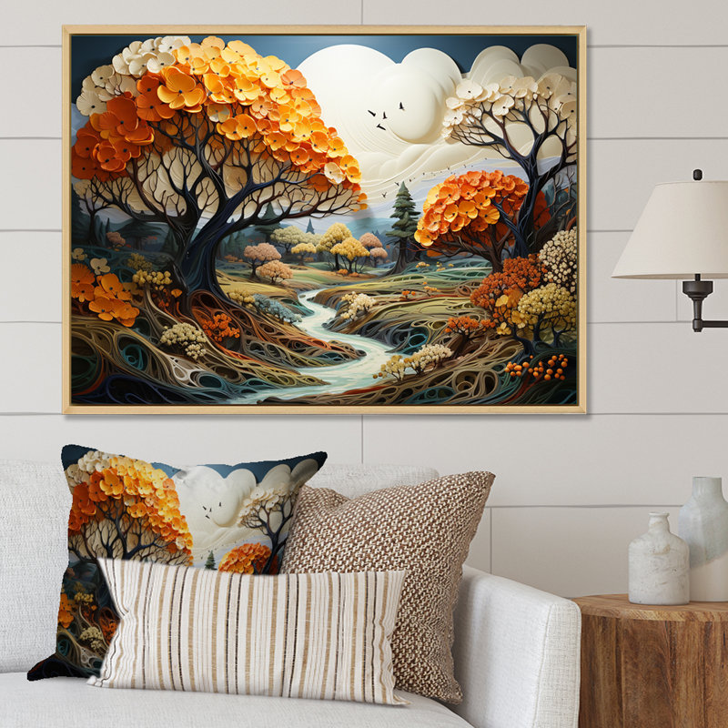 «Trees Charm In Summer Charm», reproduction sur toile, Cadre naturel flottant, H 30 po x l 40 po