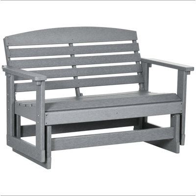 Outsunny 2-Person Outdoor Glider Bench Patio Double Swing Rocking Chair Loveseat w/ Slatted HDPE Frame for Backyard Garden Porch