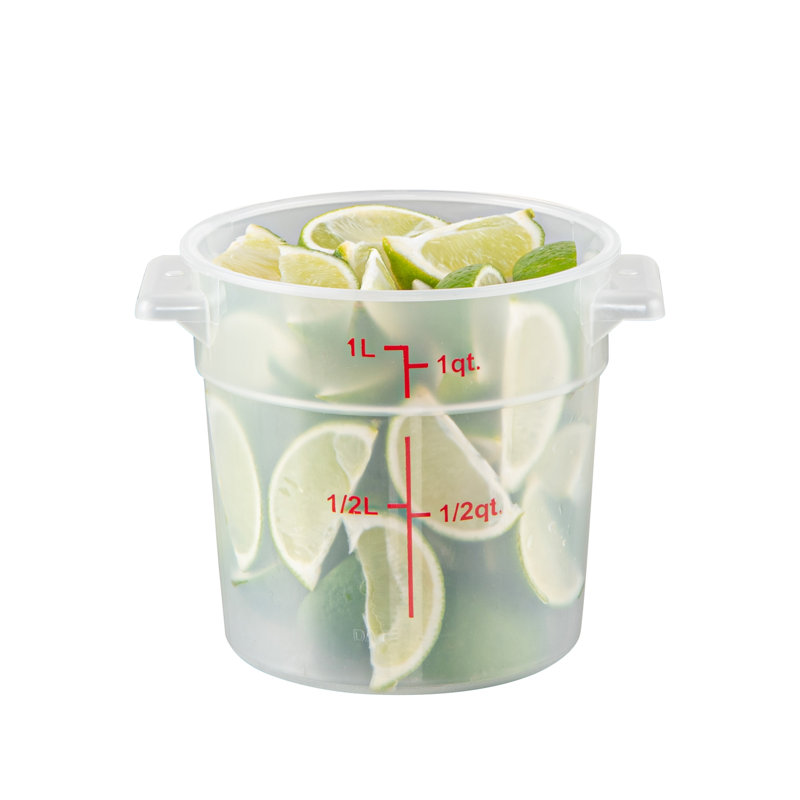 Contenants de rangement pour aliments de 1 pte, 10 contenants translucides de restaurant - Couvercles vendus séparément, marqueurs de volume rouges, contenants lavables à la vaisselle, poignées latérales