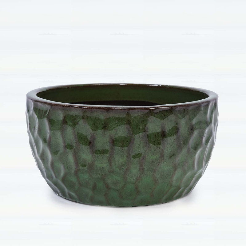 Ensemble de pots à fleurs en céramique émaillée faite à la main, 3 tailles avec motif martelé, idéal pour les plantes d'intérieur et d'extérieur