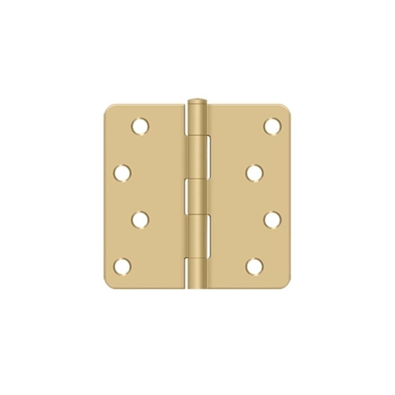 Deltana S44R415A 4" x 4" x 1/4" Radius Hinge, Residential in Antique Nickel Pair, Brushed Brass