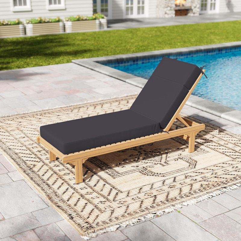 Wynee Outdoor 4'' Chaise Lounge Cushion (1 Pcs), Dark Gray, 72" W x 21" D 