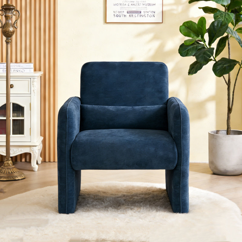 Upholstered Armchair, Dark Blue Chenille